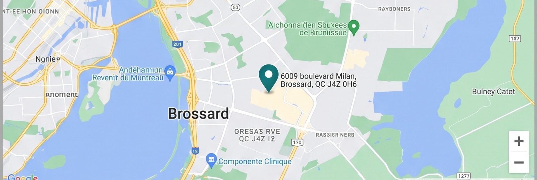 Carte — Clinique Ostea, 6009 boulevard Milan, Brossard, QC J4Z 2B3